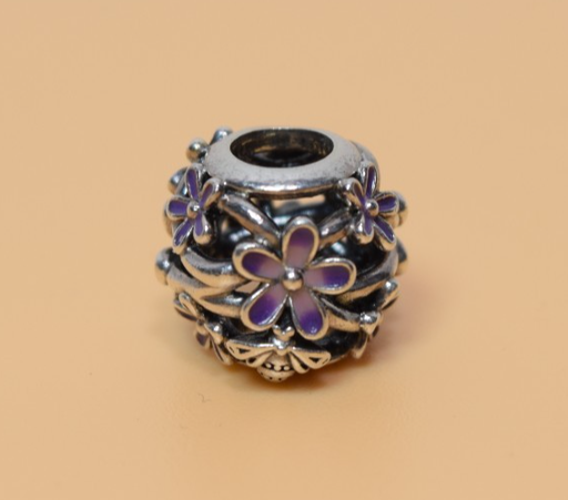 [FRB] Pandora Openwork Purple Daisy Silver Charm