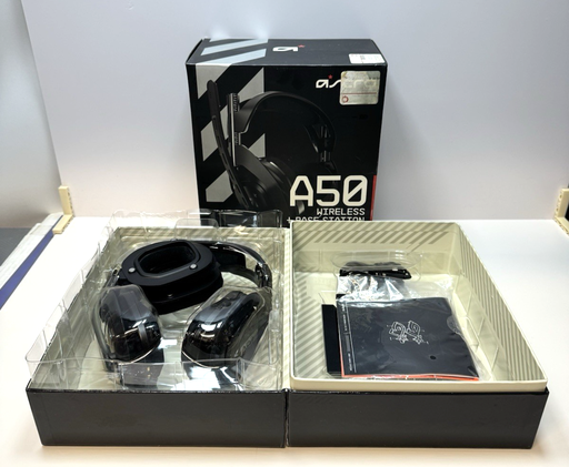 [13691-2] Astro A50 Ear-Cup Wireless Headphone Black (939-001673) w/ Base Station, Box