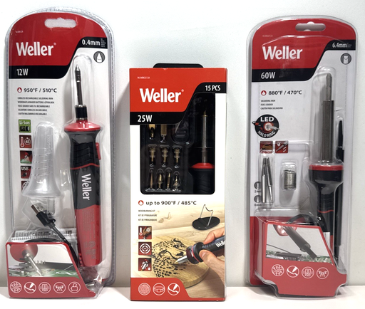 [14168-1, 2, 10] Weller 3 Pack Soldering Iron Wood Burning Kit Bundle 12W 25W 60W - New