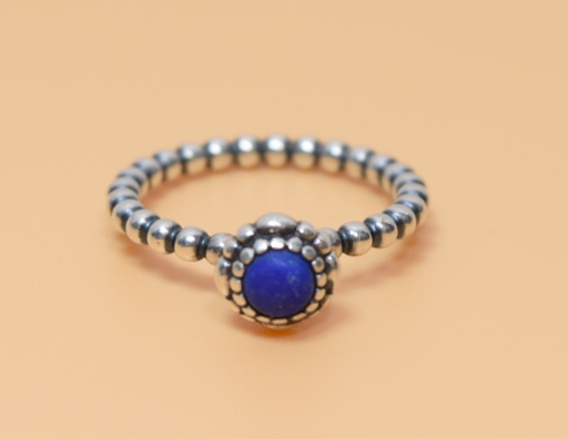 [FRB] Pandora Sterling Silver Blue Lapis September Birthday Blooms Ring Size 7.5