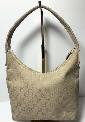 [4828-3] GUCCI GG Canvas Leather Shoulder Bag Hand Bag  001・3386 Preowned Beige