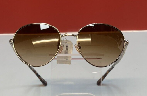 [2187-11B] Coach Sunglasses HC 7114 L1148 900574 Light Gold Round Frames with Brown Lenses