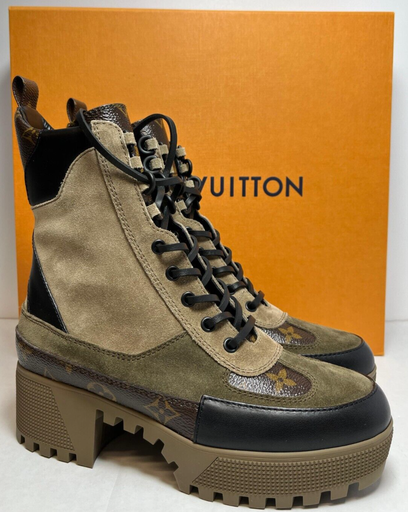 [6688-1 (05/10/2024)] Louis Vuitton Women's Laureate Platform Desert Boots Suede Monogram EU 38/US 7.5