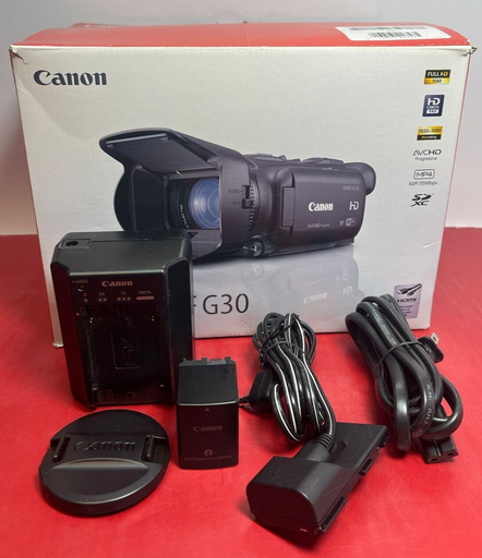 [6559-2] Canon VIXIA HF G30 Camcorder No Camera BOX ONLY W/ Charger & Accessories