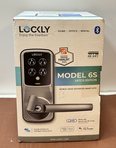 [7301-1] LOCKLY 6S Smart Lock - Latch Edition Touchscreen Keypad Door Lock - PGD6S - NEW