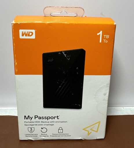 [7406-4] WD - My Passport 1TB External USB 3.0 Portable Hard Drive - Black