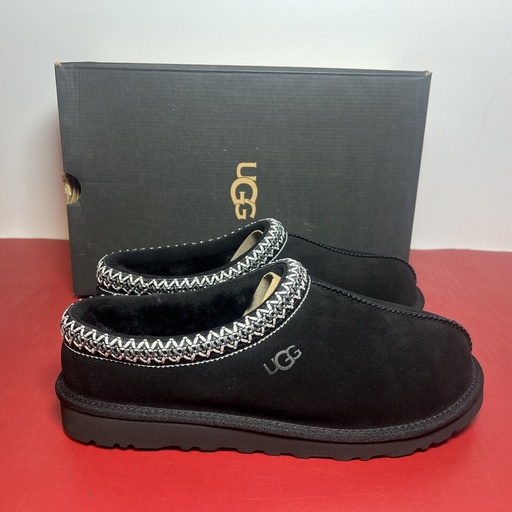 [7546-13] NEW UGG TASMAN SLIPPER BLACK SUEDE SHEEPSKIN WOOL SHOE MEN US 10 UK 9 EU 43