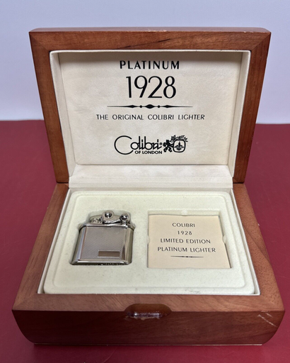 [7501-2] Colibri 1928 Limited Edition Platinum Lighter 0073 of 2000 - Vintage Collectible