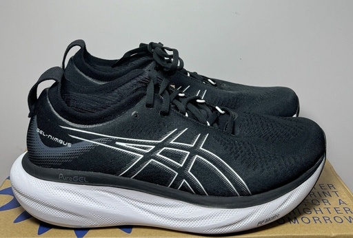 [7944-1] Brand New - ASICS® Gel-Nimbus 25 Black White 1011B547.001 Men's Size 9.5