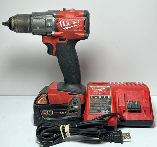 [7997-1] Milwaukee 2804-20 M18 Fuel Cordless Hammer Drill w/ 3.0ah Battery & Charger