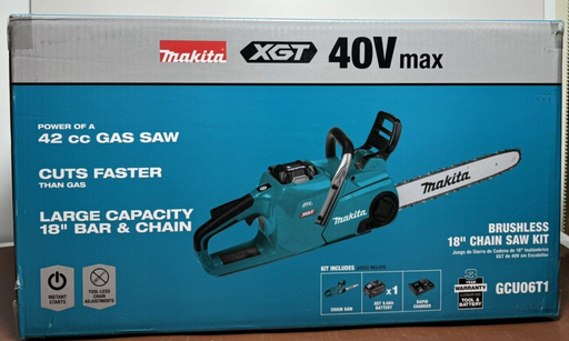 [8016-1,2,3] MakitaXGT 18 in. 40V max Brushless Electric Cordless Battery Chainsaw Kit