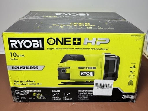 [8219-1] RYOBI ONE+ HP 18V 1/4 hp Cordless Battery Powered Transfer Pump +Batt &Charger