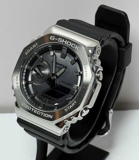 [8274-5] Casio Watch G-SHOCK GM2100 Men's Silver Case Black Band Watch -44.5mm