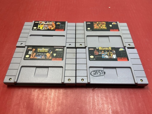 [8567-3] SNES WRESTLEMANIA SUPER BUNDLE! 4 TITLES AUTHENTIC CARTRIDGES! TESTED! NINTENDO