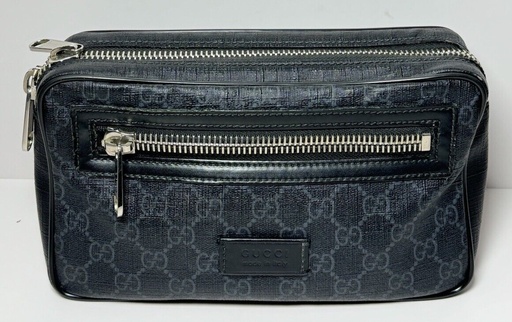 [8471-1] Gucci Soft GG Supreme Monogram Web Belt Bag Black Grey