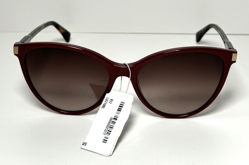 [2769-1] NEW Longchamp LO718S-601-56 BURGUNDY Sunglasses Havana Temples