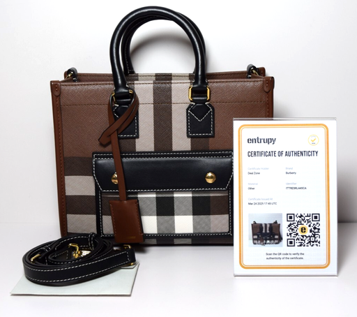 [9913-1] Burberry Freya Shopping Tote Check Canvas with Leather - Mini