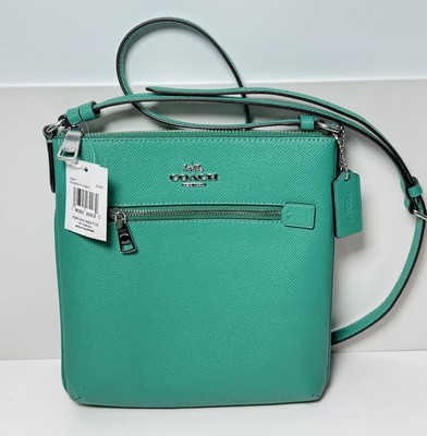 [10103-1] NWT - Coach Crossgrain Leather Mini Rowan File Bag CE871 Bright Green
