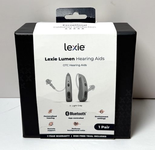 [10105-1] Lexie Lumen Bluetooth Hearing Aids Behind the Ear (BTE) Pair - Light Gray