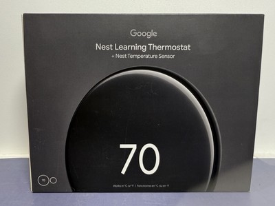 [8948-1] Google Nest Learning Thermostat (4th gen) w/ Temperature Sensor Black New Sealed