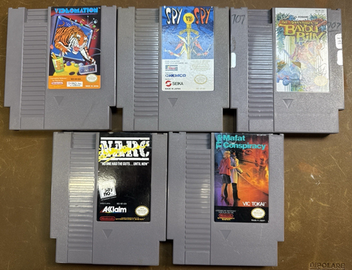 [10051-1] NES Lot - Spy vs Spy NARC Bayou Billy Videomation Mafat Conspiracy - Authentic!