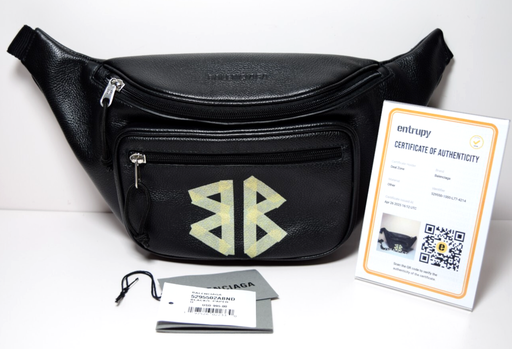 [10241-4] Balenciaga Grained Calfskin Tape Logo Explorer Belt Bag