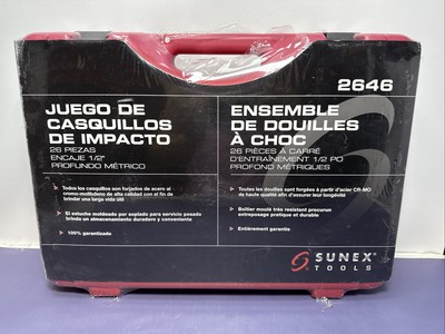 [10402-1] Sunex 2646 1/2Â” Dr. 26 Pc. Metric Deep Impact Socket Set BRAND NEW