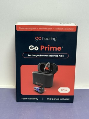 [10329-7] Go Hearing - Go Prime Rechargeable OTC Hearing Aids with Charging Case SEALED