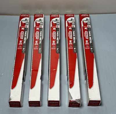 [10429-14] Diablo Lot of 5 DS0908BFD15 15 Pack Thick Metal Bi-Metal Reciprocating Blades 9"