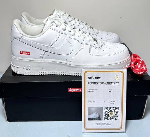 [10392-1] New Nike Air Force 1 Low x Supreme White CU9225-100 US Men's Size  12