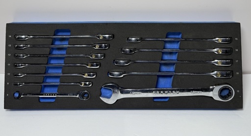 [I-1081] Cornwell Metric Ratcheting Wrench Set 8-19mm Blue Power