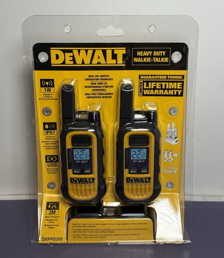 [9833-1] DEWALT DXFRS300 Two Way UHF/FM Radio Walkie Talkie - 2 Pack Kit