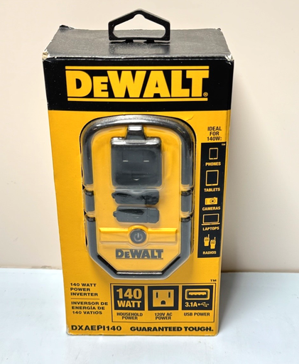 [8219-6, 8464-2] DeWALT DXAEPI140 Power Inverter 12VDC, 120VAC, 140 WATT