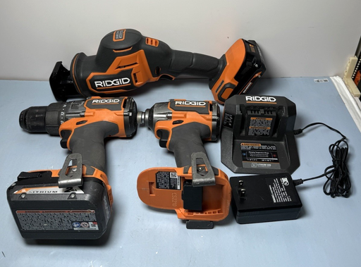 [8860-1] Ridgid Tool Set R86115 Drill R862311 Impact R8648  Saw, 2x 2.0 Ah Batt+charger