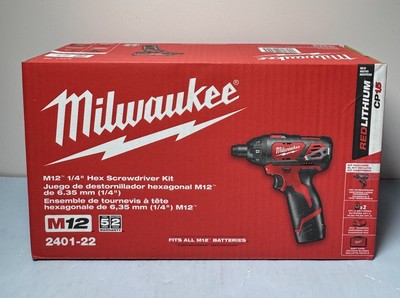 [10705-3] Milwaukee 2401-22 12V Li-Ion 1/4" Cordless Drill w/ (2) 1.5Ah + Charger -New