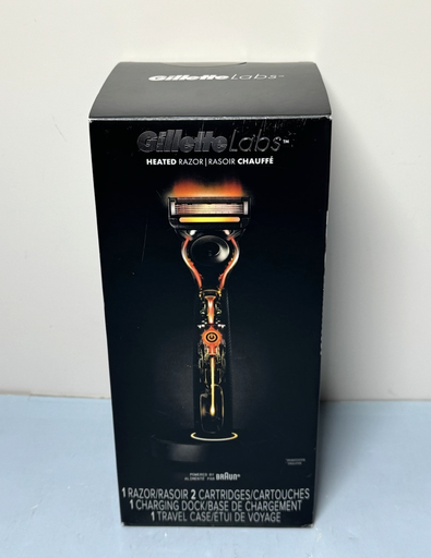 [10683-5] Gillette Labs Heated Razor, 2 Cartridges Charging Dock & Travel. New-Sealed