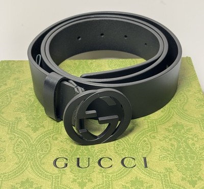 [10758-1] Gucci Interlocking G Buckle Belt ' Matte Black Size 95/38