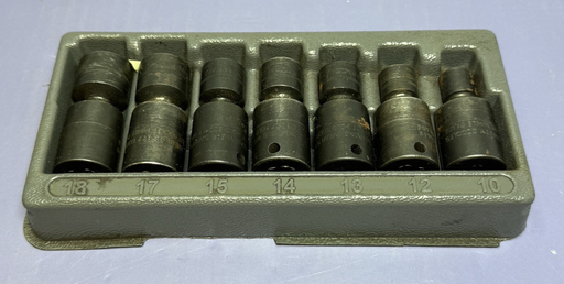 [I-1218] Snap On 207IPFM 7 Piece Shallow METRIC Swivel Impact Socket Set with Tray
