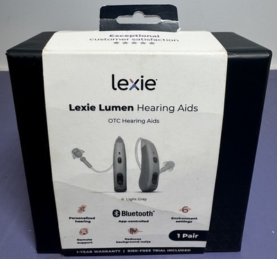 Lexie Lumen Hearing Aid - Pair - 2 Hearing Aids - Light Gray Open Box