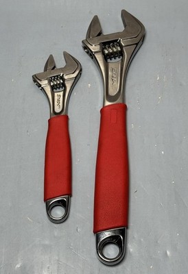 [11088-1] Snap On Tools 2pc 8" & 12" Soft Adjustable Wrench Foam Grip Set FADH8B & FADH12B