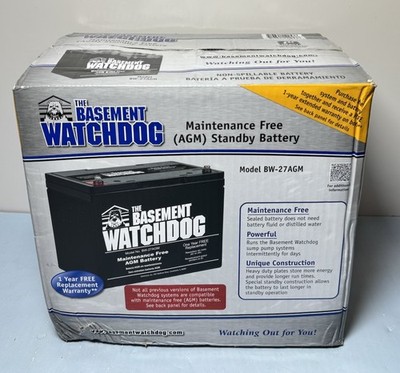 [11343-4] Basement Watchdog 12-Volt 75-Amp Hour Maintenance Free AGM Standby Battery-New